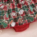 Christmas 2pcs Baby Plaid Splicing Santa and Snowman Print Red Long-sleeve Romper Dress Set Red image 5