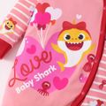 Baby Shark Baby Girl Heart and Stripe Long-sleeve Jumpsuit Pink