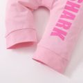 Baby Shark 2pcs Baby Boy/Girl Cotton Solid Long-sleeve Jumpsuit with Hat Set Pink
