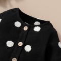 2pcs Baby Boy/Girl Dots Long-sleeve Cardigan and Solid Overalls Set Black/White
