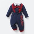 Harry Potter 2pcs Baby Boy Bow Tie Romper and Letter Print Overalls Set royalblue