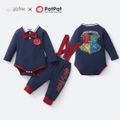 Harry Potter 2pcs Baby Boy Bow Tie Romper and Letter Print Overalls Set royalblue
