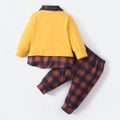 Harry Potter 2pcs Baby Boy Letter Print Yellow Long-sleeve Plaid Faux-two Top and Trousers Set Yellow