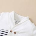 Baby Boy/Girl Lapel Double Breasted Short-sleeve Colorblock Striped Romper White