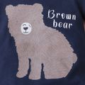 2pcs Baby Boy Brown Bear Print Short-sleeve T-shirt and Shorts Set Royal Blue