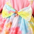 Baby Girl Colorful Tie Dye Long-sleeve Bowknot Romper Dress Pink