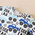 Baby Boy All Over Cartoon Car and Letter Print Short-sleeve Colorblock Jumpsuit Multi-color