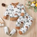 Baby 2pcs All Over Print Khaki Long-sleeve Pullover Set Khaki image 2