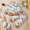 Baby 2pcs All Over Print Khaki Long-sleeve Pullover Set Khaki