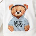 2pcs Baby Boy 100% Cotton Ripped Jeans and Bear Print Long-sleeve Sweatshirt Set OffWhite image 5