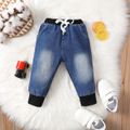 Baby Boy Colorblock Spliced Denim Pants Jeans Black image 1