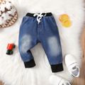 Baby Boy Colorblock Spliced Denim Pants Jeans Black image 4