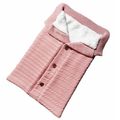Outdoor Button Baby Knitted Sleeping Bag Thick Fleece Knit Baby Stroller Wraps Pink