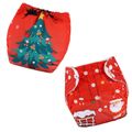 Christmas Baby Cloth Diapers Adjustable Washable Reusable for Baby Girls and Boys Red