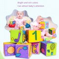 Blocos de construção de pano de bebê com 6 pacotes, chocalho macio, cubo mágico móvel, bloco de pelúcia com som, brinquedos educativos iniciais para bebês recém-nascidos colorido image 5