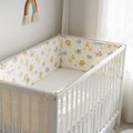 1-piece 100% Cotton Gauze Cartoon Pattern Removable Baby Crib Rail Padded Bumpers Safety Bed Side Rail Guard Protector Yellow image 1