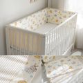 1-piece 100% Cotton Gauze Cartoon Pattern Removable Baby Crib Rail Padded Bumpers Safety Bed Side Rail Guard Protector Yellow image 3