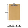 Wood Clipboard A4 Size Clipboard Butterfly Clip/Flat Head Clip Thickened Panel School Classroom Supplies Creamy White