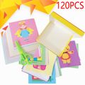 120Pcs Kids Fun Paper-Cut Set with Plastic Scissors Origami Paper Art Training Scissors Crafts Kits Multi-color image 2