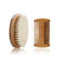 Wooden Baby Hair Brush & Pear Wood Comb Set for Newborns and Toddlers Perfect Baby Registry Gift Khaki image 1