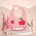 Baby Fruit Pattern Silicone Bibs Ultra Thin Soft Waterproof Feeding Bibs Pink image 1