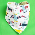 100% Cotton Baby Triangle Saliva Towel Allover Print Snap Button Adjustable Bibs Blue image 1