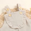 Solid Color Sleeveless Ribbed Baby Suspender Jumpsuit Pale Yellow image 3