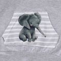 2pcs Stripe and Elephant Print Hooded Long-sleeve Baby Set Grey image 4