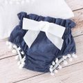 3pcs Baby Girl 95% Cotton Crepe Pompon Decor Flounced Collar Flutter-sleeve Set White