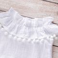 3pcs Baby Girl 95% Cotton Crepe Pompon Decor Flounced Collar Flutter-sleeve Set Lavender