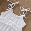 Baby Girl 100% Cotton Crepe Sleeveless Spaghetti Strap Ruffled Jumpsuit White