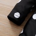 Polka Dots Print Bow Tie Decor Long-sleeve Black Baby Jumpsuit Black