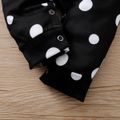 Polka Dots Print Bow Tie Decor Long-sleeve Black Baby Jumpsuit Black