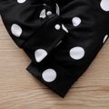 2pcs Polka Dots Print Ruffle Decor Long-sleeve Black Baby Set Black