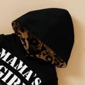 3pcs Leopard Print Hooded Long-sleeve Baby Set Black