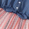 Pretty Kid Girl Denim Bowknot Stars and Stripes Sleeveless Dress Multi-color