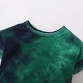 2-piece Toddler Girl/Boy Tie Dye Round-collar T-shirt and Elasticized Shorts Set Dark Green