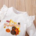 Baby 3pcs Thanksgiving Day Theme Print Long-sleeve Romper Set White image 1