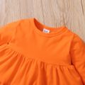 Baby 3pcs Halloween Orange Long-sleeve Top and Pumpkin Print Trouser Set Orange image 3