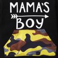 2pcs Baby Letter Print Long-sleeve Hoodie and Camouflage Pants Set Black