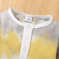 Tie Dye Long-sleeve Cotton Ribbed Baby Jumpsuit Pale Yellow image 3