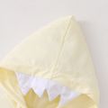 Baby Cartoon Dinosaur Print Cotton Long-sleeve Hooded Zip Jumpsuit Pale Yellow