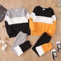 2-piece Toddler Boy Colorblock Pullover Sweatshirt and Pants Set Yellow image 2