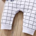 Baby Boy 100% Cotton Elephant Star Print Plaid Long-sleeve Jumpsuit White