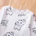2-piece Toddler Boy/Girl Elephant Print Long-sleeve Tee and Heart Star Print Overalls Set Color block