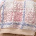 2-piece Baby Boy Plaid Fuzzy Sweatshirt and Pants Casual Set Light Pink image 3