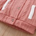 Baby Girl 100% Cotton Cable Knit Textured Ear Design Hooded Jacket Pink