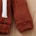Baby Girl 100% Cotton Cable Knit Textured Ear Design Hooded Jacket Brick red image 4