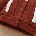 Baby Girl 100% Cotton Cable Knit Textured Ear Design Hooded Jacket Brick red image 5
