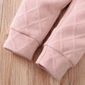 2-piece Toddler Girl Textured Button Design Hoodie Sweatshirt and Solid Color Pants Set Pink
